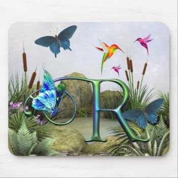 Monogram Butterfly Fantasy R Mouse Pad by fantasyworld at Zazzle