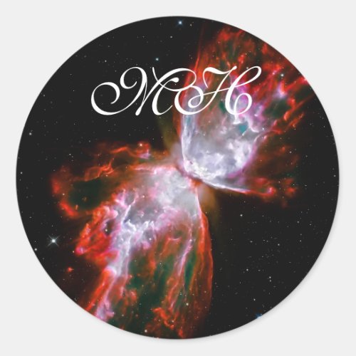 Monogram Butterfly Nebula Scorpius Constellation Classic Round Sticker