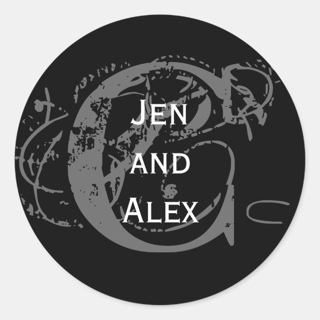 Monogram C and Names Black Sticker (Front)