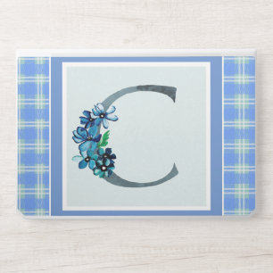 Monogram "C" Blue Plaid HP Laptop Skin