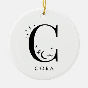 Monogram C Celestial Name Ceramic Ornament