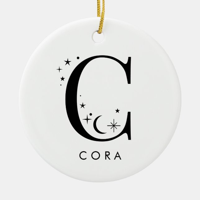 Monogram C Celestial Name  Ceramic Ornament (Front)