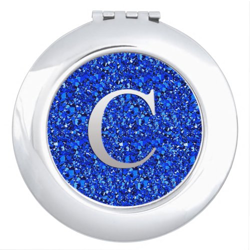 Monogram C druzy crystal _ Sapphire blue Makeup Mirror