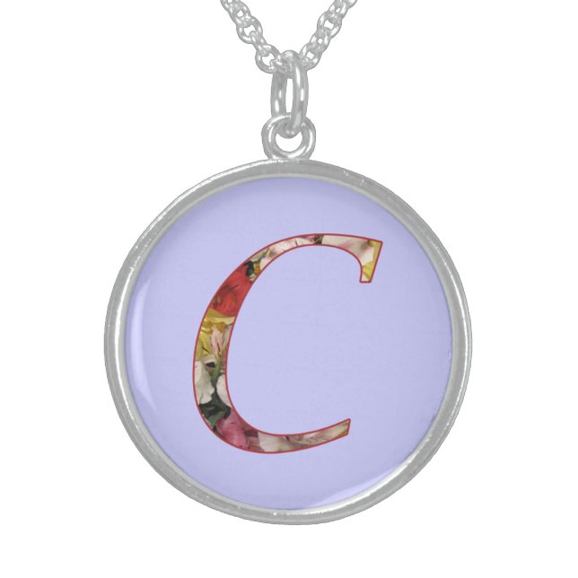 Monogram C Floral Design Necklace (Front)