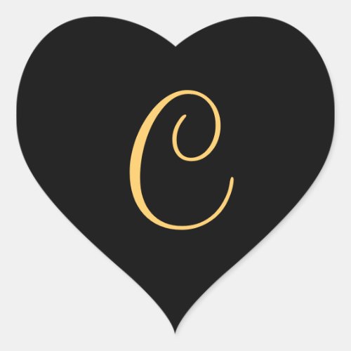 Monogram C  gold colored initial C Heart Sticker