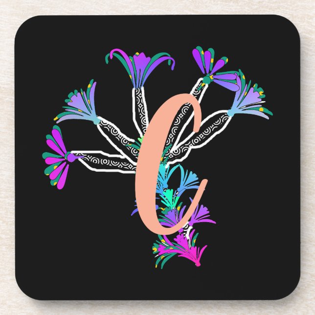 Monogram C Initial  Beverage Coaster (Front)