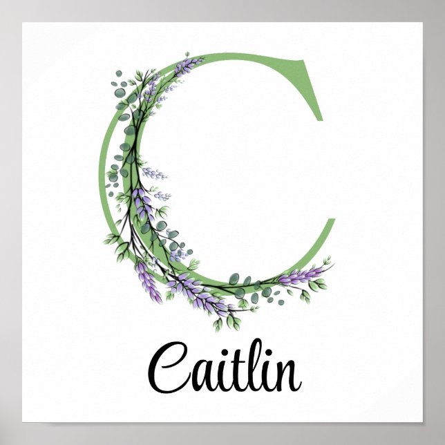 Monogram C Lavender Eucalyptus nursery  Poster (Front)