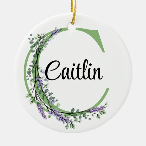 Monogram C Lavender Eucalyptus nursery  Poster Ceramic Ornament