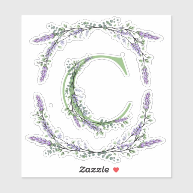 Monogram C Lavender Eucalyptus Sticker (Sheet)