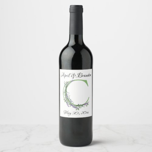 Monogram C Lavender Eucalyptus  Wine Label