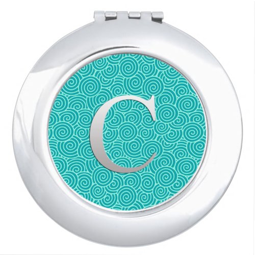 Monogram C  swirl pattern _ turquoise and aqua Mirror For Makeup