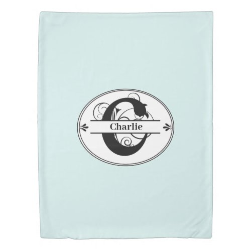 Monogram C with full name and color Duvet Cover