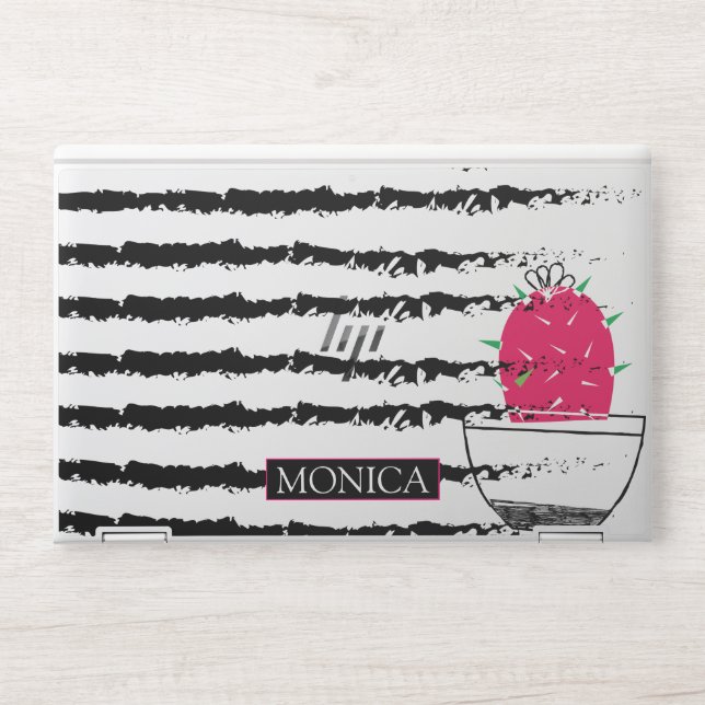 Monogram Cactus black white pattern HP Laptop Skin (Front)
