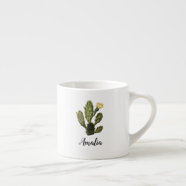 Monogram Cactus Flower Vintage Espresso Mug (Right)