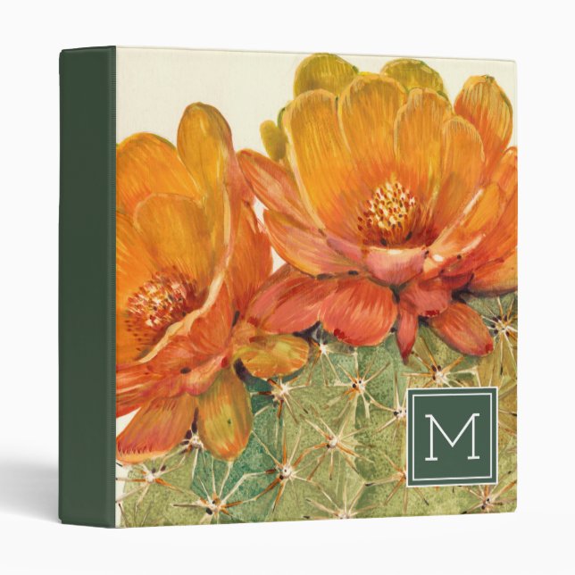 Monogram | Cactus Orange Blossoms 3 Ring Binder (Front/Spine)