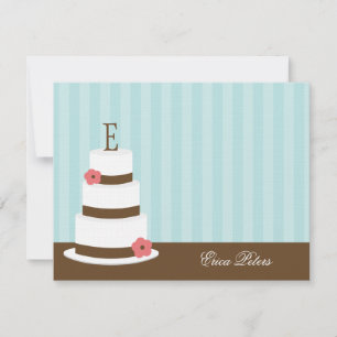 Monogram Cake Thank You Cards - Blue