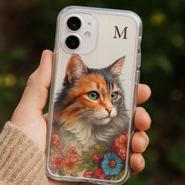 Monogram Calico Cat with Flowers  Speck iPhone Case (Creator Uploaded)