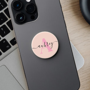 Monogram Calligraphy Blush Pink PopSocket
