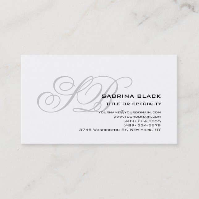 Monogram Calligraphy Consultant Business Card (Front)