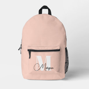 Monogram Calligraphy Custom Name With Blush Pink Printed Backpack