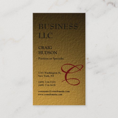 Monogram Calligraphy Gold Tones Business Card