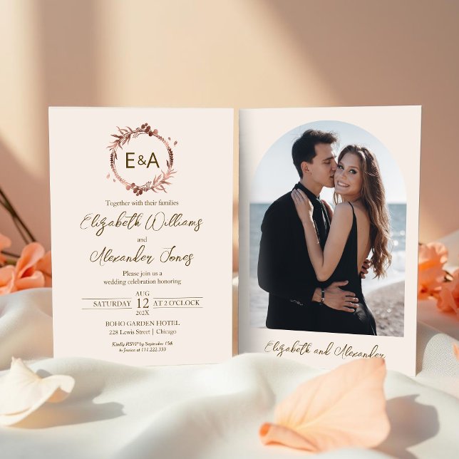 Monogram Calligraphy Photo Wedding Invitation (Creator Uploaded)