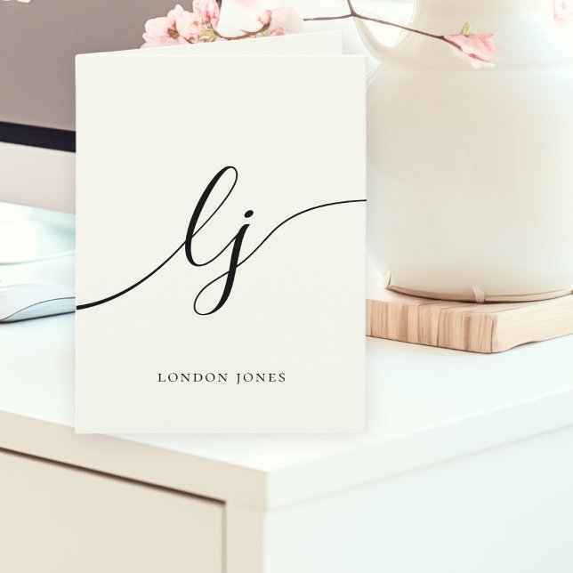 Monogram Calligraphy Script Classic Ivory Note Letterpress Thank You Card (Creator Uploaded)