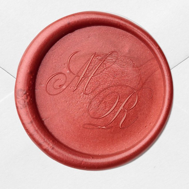 Monogram Calligraphy Script Custom Wax Seal Sticker (Elegant script monogram wax seal stamp)