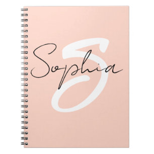 Monogram Calligraphy Study Notes Binder With Pink Notebook