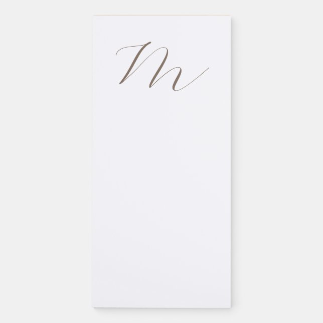 Monogram Calligraphy Unique Plain Modern Magnetic Notepad (Front)