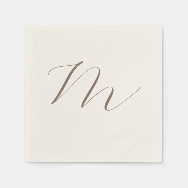Monogram Calligraphy Unique Plain Modern Napkins (Front)
