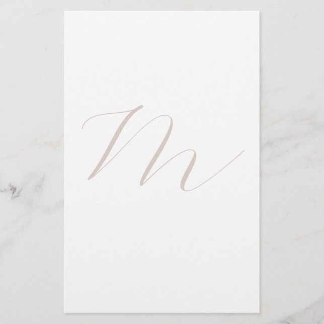Monogram Calligraphy Unique Plain Modern Stationery (Front)