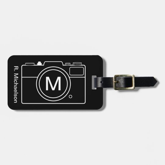 Monogram Camera Luggage Tag Black & White