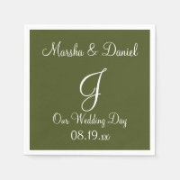 Monogram Camo Green Simple Single Color Paper Napk