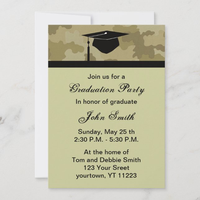 Monogram Camouflage Graduation Party Invitation (Front)