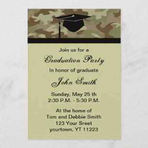 Monogram Camouflage Graduation Party Invitation