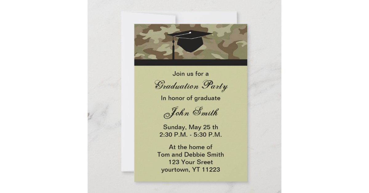 Monogram Camouflage Graduation Party Invitation Zazzle