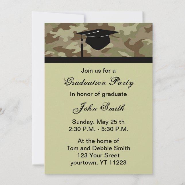 Monogram Camouflage Graduation Party Invitation (Front)
