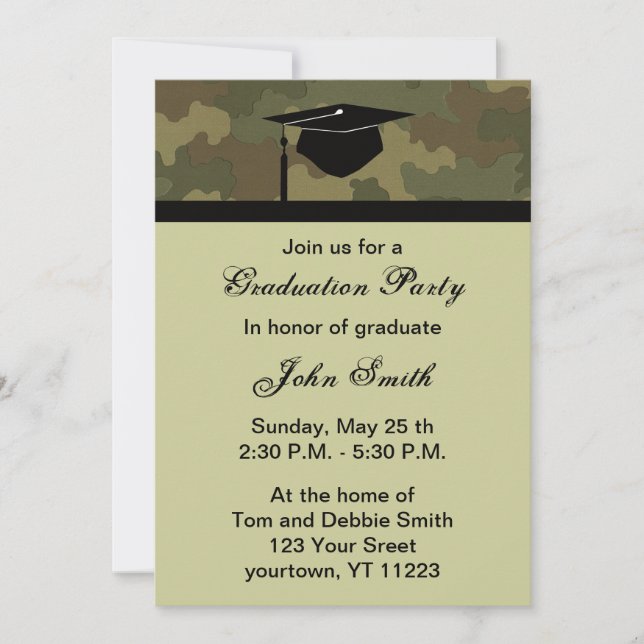 Monogram Camouflage Graduation Party Invitation (Front)