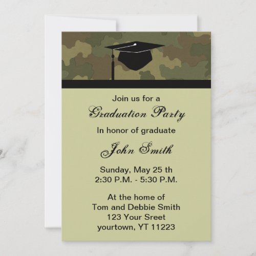 Monogram Camouflage Graduation Party Invitation