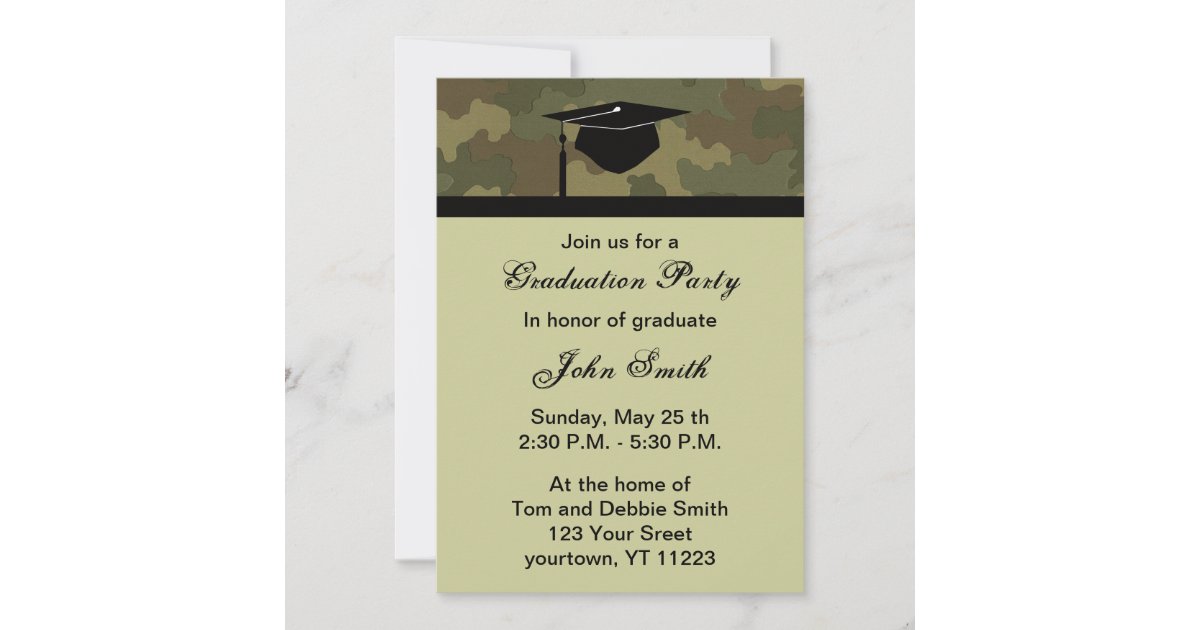 Monogram Camouflage Graduation Party Invitation Zazzle