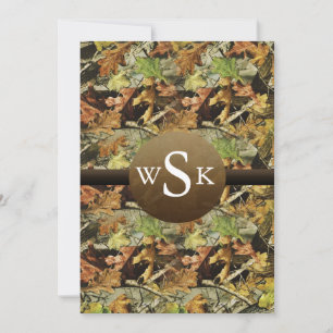 Monogram Camouflage Wedding Invitation