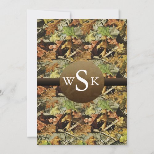 Monogram Camouflage Wedding Invitation