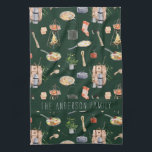 Monogram Camping | Watercolor Illustrations Kitchen Towel<br><div class="desc">A perfect piece of collectable art for for anyone that loves camping. Featuring watercolor illustrations of camping elements with your family name. Add your custom wording to this design by using the "Edit this design template" boxes on the right hand side of the item, or click the blue "Customize it"...</div>