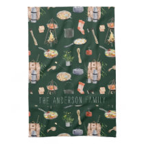 Monogram Camping | Watercolor Illustrations Kitchen Towel