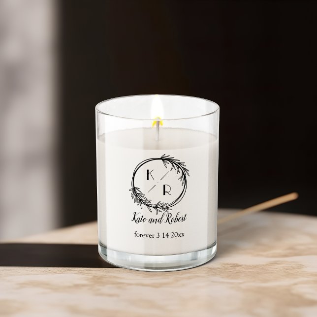 Monogram Candle Black And White Botanical (Monogram Candle Black And White Botanical)
