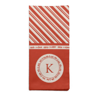 Monogram Candy Cane Stripe Cloth Napkin
