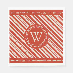 Monogram Candy Cane Stripe Napkins