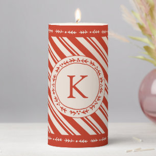 Monogram Candy Cane Stripe Pillar Candle