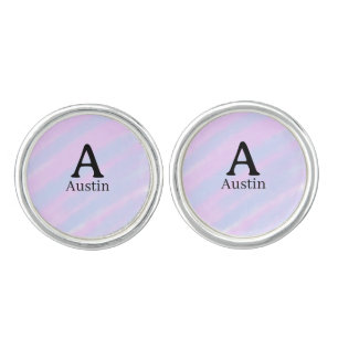 Monogram capital masculine add name purple pastel cufflinks